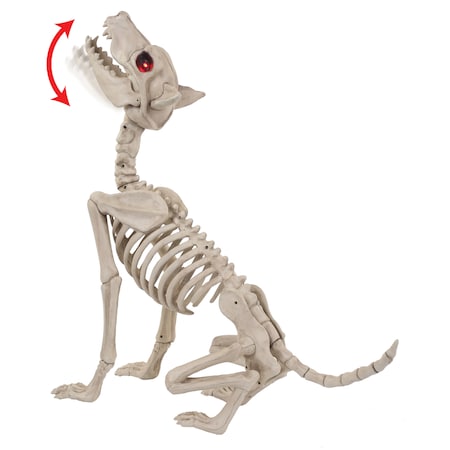 Seasons Usa Seasons Red 27.5 in. Prelit Animated Wolf Skeleton Halloween Decor W81895